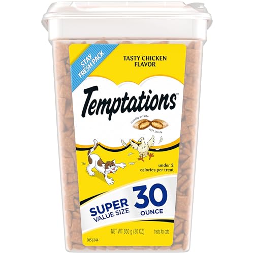 Temptations Classic Crunchy and Soft Cat Treats Tasty Chicken Flavor, 30 oz. Tub