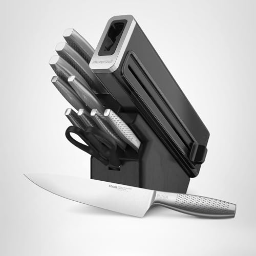 Ninja Knife Set, Knife Sharpener, Knife Block Set, Stainless Steel Knives, 14 Piece Set, Steak Knives, Chef Knives and More, Foodi NeverDull, Black, K32014