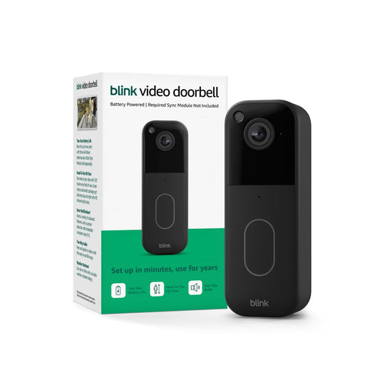 Blink Video Doorbell (newest model) – Head-to-toe HD view, two-year battery life, and simple setup. Sync Module Core included – System (Black)
