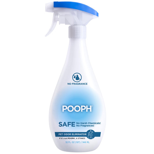 POOPH® Pet Odor Eliminator – 32 fl oz Bottle – Organic, NO Fragrances, NO Harsh Chemicals – Fast, Safe and Effective, Works On-Contact! For Home, Auto, Upholstery, Furniture – Safe for Pets & People