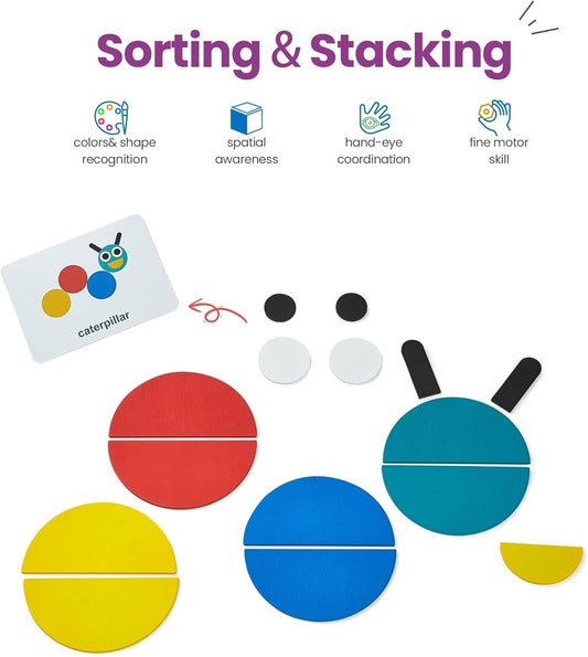 LiKee Open Ended Wooden Shape Puzzles (36 Blocks&60 Cards) for Toddlers 3+ Years Old, Montessori Development Toys Preschool Education Activity Travel Toy Board Games for Kids 4-8 Yrs