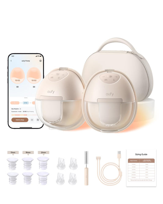 eufy Security Breast Pump S1 Pro, Heated Wearable, Slim Hands-Free with Industry-Leading HeatFlow Tech, Wireless Charging Case, App-Controlled OptiRhythm, Hospital-Grade Suction, in-Bra Use