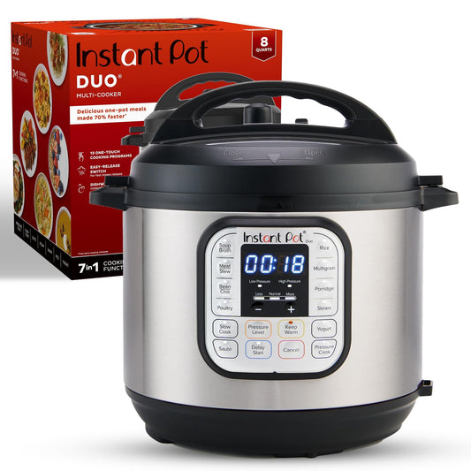 Instant Pot Duo 7-in-1 Electric Pressure Cooker, Slow Cooker, Rice, Steamer, Sauté, Yogurt Maker, Warmer & Sterilizer, Includes App With Over 800 Recipes, Stainless Steel, 6 Quart