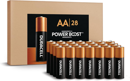 Duracell Coppertop AA Alkaline Batteries with POWER BOOST Ingredients, 28 Count (Pack of 1), Long-Lasting Alkaline, Re-closable for Quick Access and Organized Storage