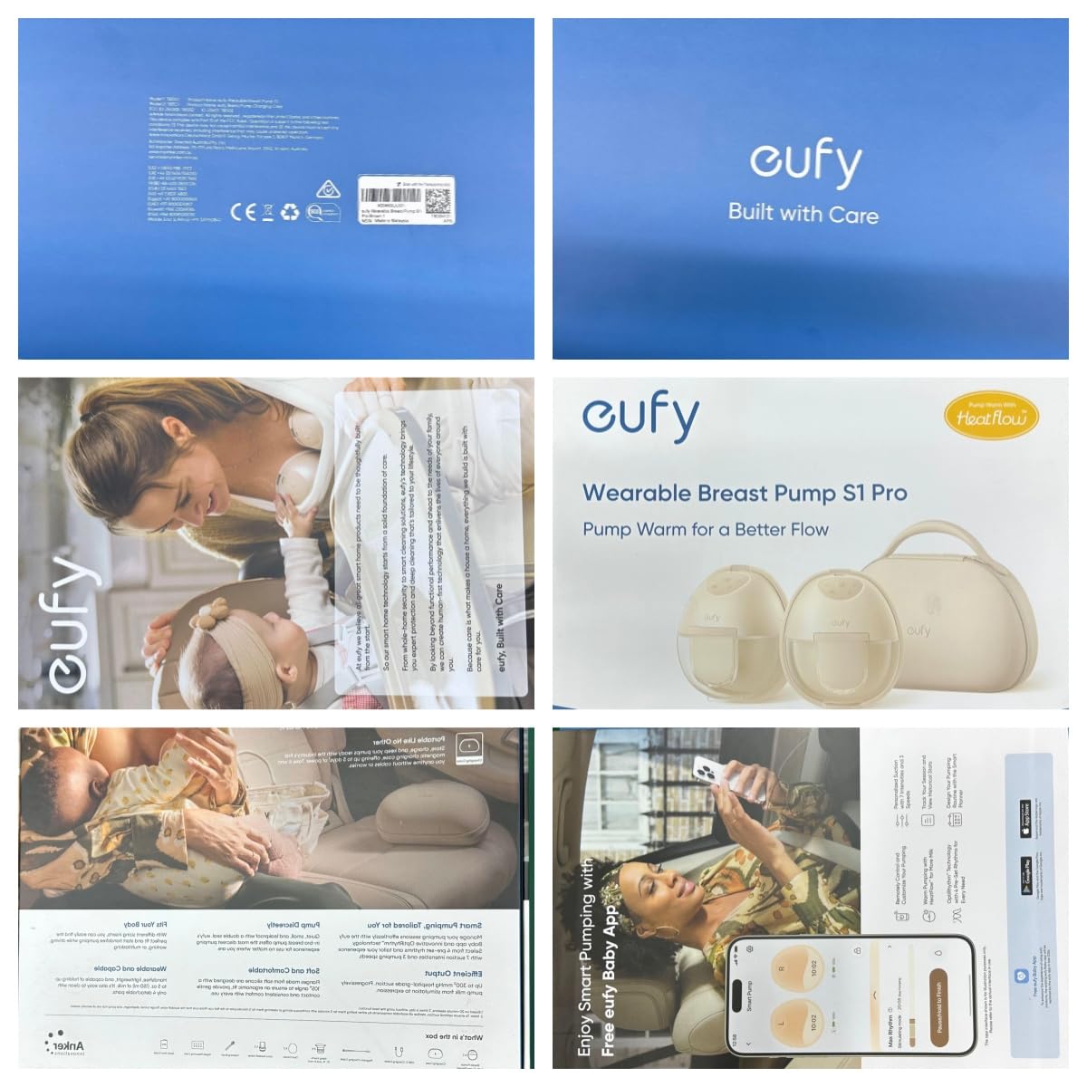 eufy Security Breast Pump S1 Pro, Heated Wearable, Slim Hands-Free with Industry-Leading HeatFlow Tech, Wireless Charging Case, App-Controlled OptiRhythm, Hospital-Grade Suction, in-Bra Use