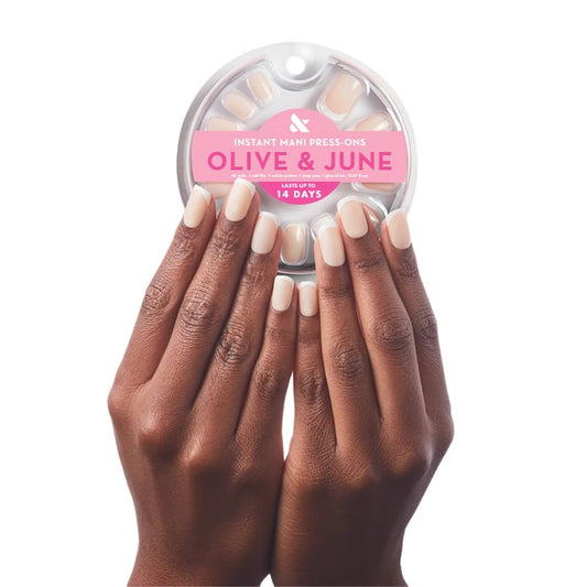 Olive & June Instant Mani Press On Nails (Glue) | 42 Fake Nails, 21 Sizes | Non-Toxic, Long-Lasting | Recycled Materials | Realistic Look
