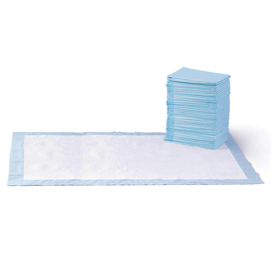 Amazon Basics Dog and Puppy Pee Pads, 5-Layer Leak-Proof Super Absorbent, Quick-Dry Surface, Potty Training, Regular (22x22"), 100 Count, Blue & White