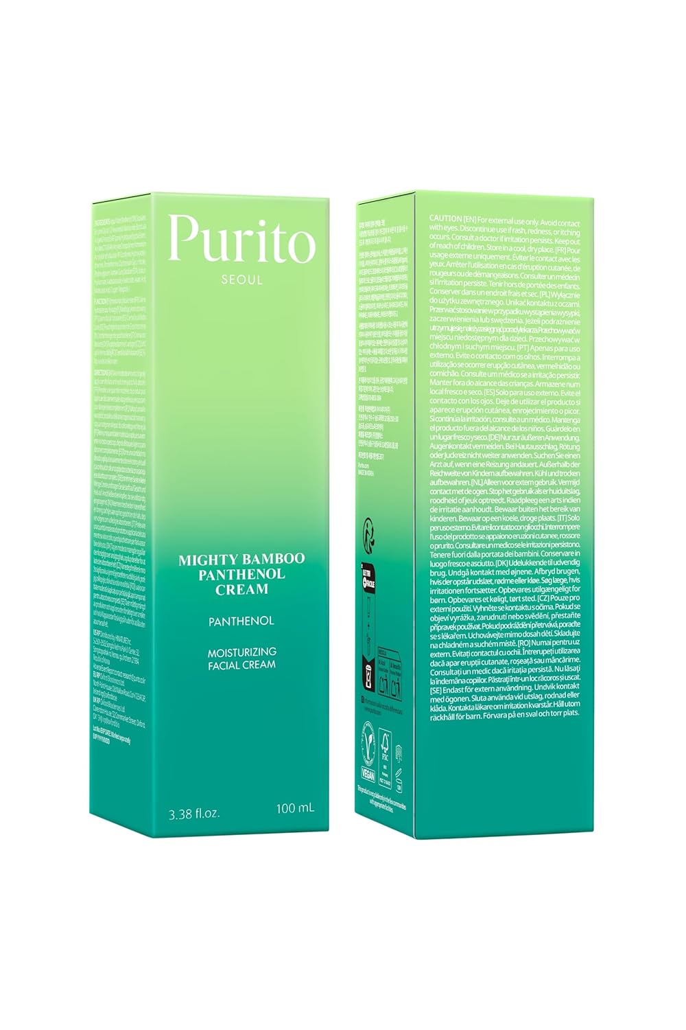 PURITO Post-Acne Moisturizer, Recovery & Glow Boost, Silicone-Free, Non-Comedogenic, Vegan, Korean Skincare, Mighty Bamboo Panthenol Cream, 3.38 fl oz / 100ml