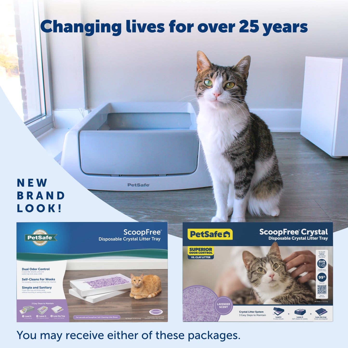 PetSafe ScoopFree Disposable Crystal Cat Litter Tray - Easy Cleaning Box - Refill Tray for Electric Litter Box - Fresh Scent - 4.3 lb Bags - 3 Pack