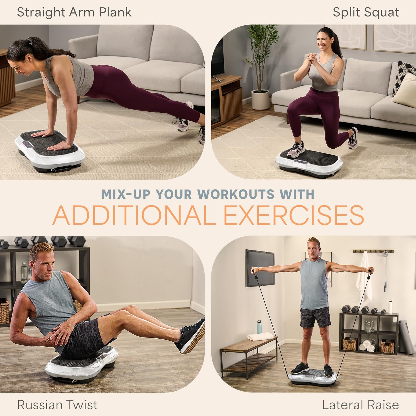 Lifepro Waver Vibration Plate Exercise Machine for Lymphatic Drainage, Muscle Activation, Full-Body Workout Vibrating Platform with Loop Bands, Fitness Equipment for Strength Toning & Fat Loss