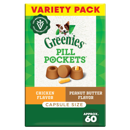 Greenies Pill Pockets for Dogs Large Size, Soft Dog Treats, with Real Peanut Butter, 15.8 oz. Pouch (60 Treats)