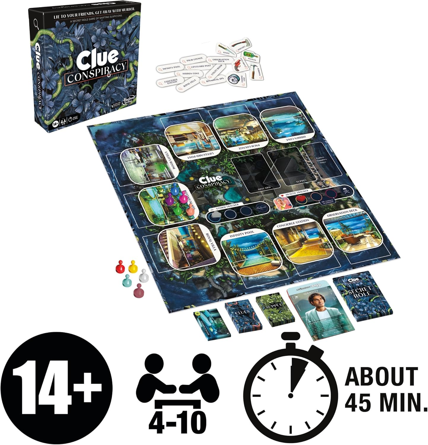 Hasbro Gaming Clue Conspiracy Board Game for Adults and Teens, Secret Role Strategy Games, Ages 14+, 4-10 Players, 45 Minutes, Mystery & Party Games