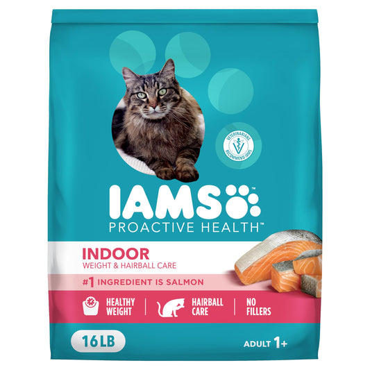 IAMS Proactive Health Indoor Weight Control & Hairball Care Adult Dry Cat Food, Chicken & Turkey Recipe, 7 lb. Bag