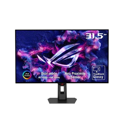 ASUS ROG Strix 32” 4K OLED Gaming Monitor (XG32UCWG) - TrueBlack Glossy OLED, Dual Mode (4K@165Hz, FHD@330Hz), 0.03ms, G-SYNC Compatible, Neo Proximity Sensor, USB-C, HDMI 2.1, 3 yr Warranty