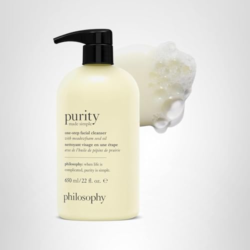 philosophy purity made simple one-step facial cleanser- with meadowfoam seed oil gently cleanses & melts away dirt, oil & stubborn makeup paraben-free face wash