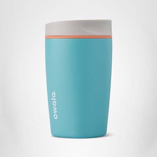 Owala SmoothSip Slider Insulated Stainless Steel Coffee Tumbler, Reusable Iced Coffee Cup, Hot Coffee Travel Mug, BPA Free 12 oz, Grey/Green (Sour Apple)