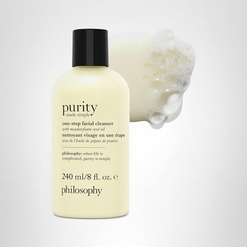 philosophy purity made simple one-step facial cleanser- with meadowfoam seed oil gently cleanses & melts away dirt, oil & stubborn makeup paraben-free face wash
