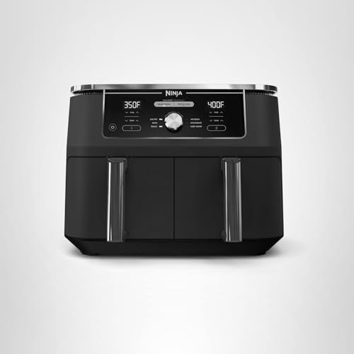 Ninja DZ401 Foodi 10 Quart 6-in-1 DualZone XL 2-Basket Air Fryer with 2 Independent Frying Baskets, Match Cook & Smart Finish to Roast, Broil, Dehydrate for Quick, Easy Family-Sized Meals, Grey