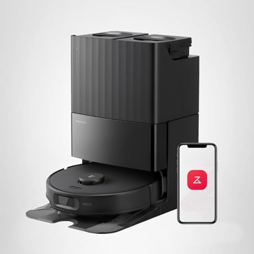 Roborock Qrevo Edge S5A Robot Vacuum and Mop, 18,500Pa, Zero-Tangling, DuoDivide Main Brush, FlexiArm Side Brush, Hot Water Mop Washing & Self-Cleaning, Warm Air Drying, Self-Emptying, Black