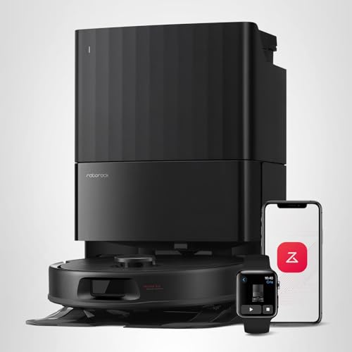 roborock Qrevo Series Robot Vacuum and Mop, 8000Pa Suction, Upgraded from Qrevo S, Anti-Tangle Brushes, Smart Obstacle Avoidance, Auto Mop Washing, All-in-One Dock, 200RPM Spinning Mops, Black(QV 35A)