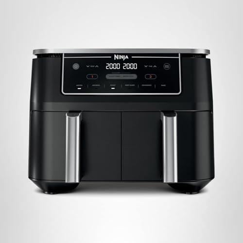 Ninja DZ401 Foodi 10 Quart 6-in-1 DualZone XL 2-Basket Air Fryer with 2 Independent Frying Baskets, Match Cook & Smart Finish to Roast, Broil, Dehydrate for Quick, Easy Family-Sized Meals, Grey