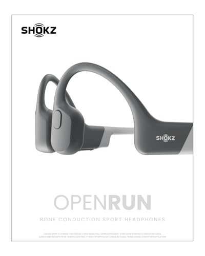 SHOKZ OpenRun Bone Conduction Headphones,Open-Ear Bluetooth Wireless Sport Headphones for Running & Workout,Sweat Resistant, Long 8H Playtime,Mic,Hair Band-Standard-Black