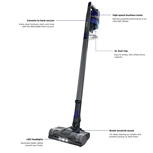 Shark | Pet Cordless Vacuum Cleaner | LED Headlights | Removable Handheld Vacuum for Pet Hair | Crevice Tool & Pet Multi-Tool Included | 40min Runtime | For Carpet & Hard Floors | Grey | IX141