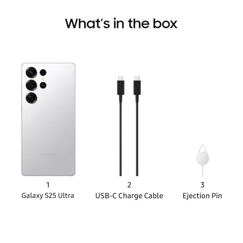 SAMSUNG Galaxy S25 Ultra, 256GB Smartphone, Unlocked Android, AI Night Mode Camera, Snapdragon 8 Elite Fast Processor, 5000mAh Battery, Built-in S Pen, 2025, US 1 Yr Warranty, Titanium Silverblue