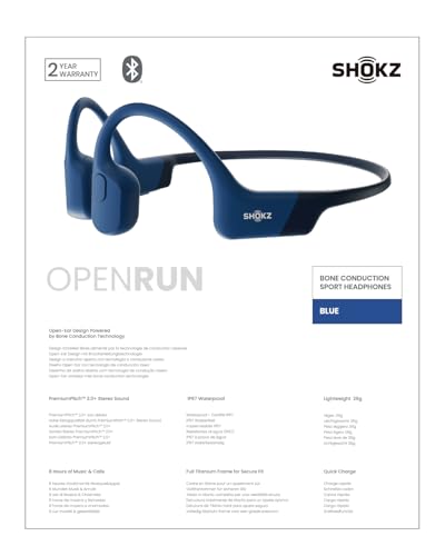 SHOKZ OpenRun Bone Conduction Headphones,Open-Ear Bluetooth Wireless Sport Headphones for Running & Workout,Sweat Resistant, Long 8H Playtime,Mic,Hair Band-Standard-Black