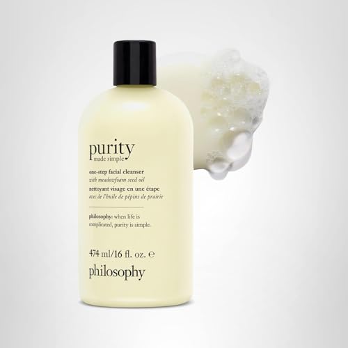 philosophy purity made simple one-step facial cleanser- with meadowfoam seed oil gently cleanses & melts away dirt, oil & stubborn makeup paraben-free face wash