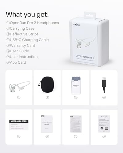 SHOKZ New OpenRun Pro 2- Bone Conduction Headphones, Open-Ear Bluetooth Wireless Sport Earphones for Running, Workouts - Sweat Resistant, Secure Comfortable Fit -Deep Bass, Smart Mic, Reflective Strip