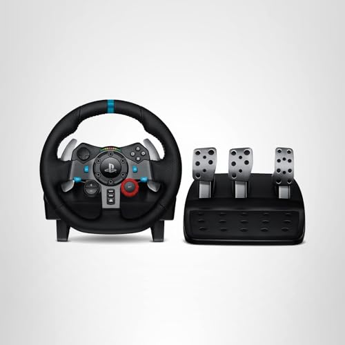 Logitech G29 Driving Force Racing Wheel and Floor Pedals, Real Force Feedback, Stainless Steel Paddle Shifters, Leather Steering Wheel Cover for PS5, PS4, PC, Mac - Black