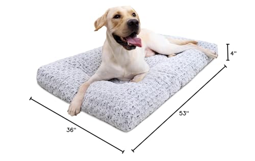 KSIIA Washable Dog Bed Deluxe Plush Dog Crate Beds Comfy Kennel Pad Anti-Slip Pet Sleeping Mat for Large, Jumbo, Medium, Small Dogs Breeds, 35" x 23", Gray