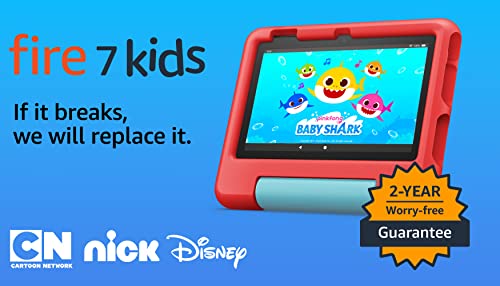 Amazon Fire 7 Kids tablet (newest model) ages 3-7. Top-selling 7" kids tablet on Amazon. Includes 6 months of ad-free and exclusive content, easy parental controls, 10-hr battery, 16 GB, Purple