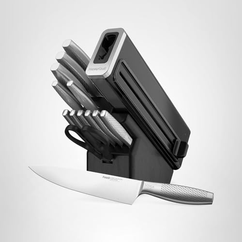 Ninja Knife Set, Knife Sharpener, Knife Block Set, Stainless Steel Knives, 14 Piece Set, Steak Knives, Chef Knives and More, Foodi NeverDull, Black, K32014