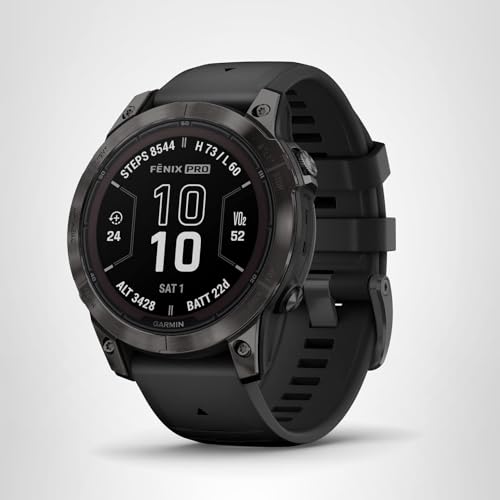 Garmin fēnix 7 Pro Sapphire Solar, Multisport GPS Smartwatch, Built-in Flashlight, Solar Charging Capability, Black