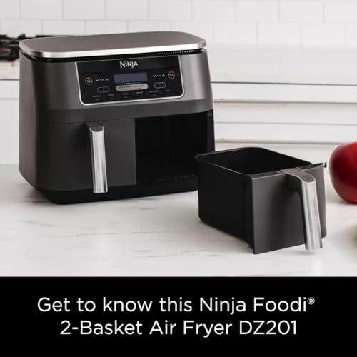 Ninja DZ401 Foodi 10 Quart 6-in-1 DualZone XL 2-Basket Air Fryer with 2 Independent Frying Baskets, Match Cook & Smart Finish to Roast, Broil, Dehydrate for Quick, Easy Family-Sized Meals, Grey