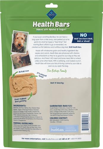 Blue Buffalo Health Bars Crunchy Dog Biscuits, Oven-Baked With Natural Ingredients, Pumpkin & Cinnamon, 16-oz Bag