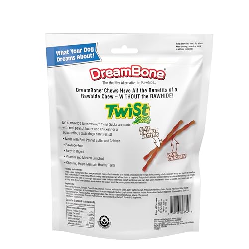 DreamBone Twist Sticks, Made With Real Chicken, Rawhide-Free Chews for Dogs, 50 Count
