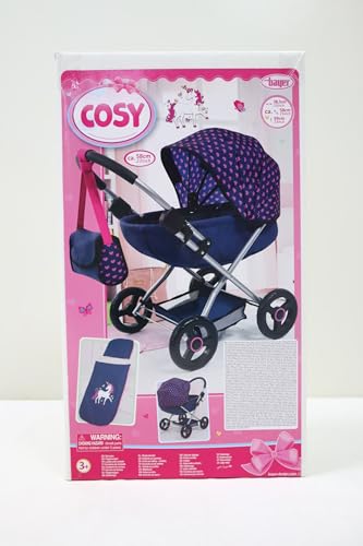 Bayer: 4-in-1 Toy Baby Doll Pram Stroller Cosy Set - Dolls Up to 18" (Pink/Grey) | Baby Dolls | Pretend | Dress up | Accessory