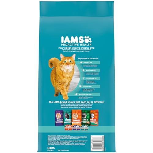 IAMS Proactive Health Indoor Weight Control & Hairball Care Adult Dry Cat Food, Chicken & Turkey Recipe, 7 lb. Bag