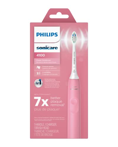 Philips Sonicare 4100 Rechargeable Electric Toothbrush, with Pressure Sensor, 2 Intensity Settings, SmarTimer and QuadPacer, 14-Day Battery Life, White, Model HX3681/23