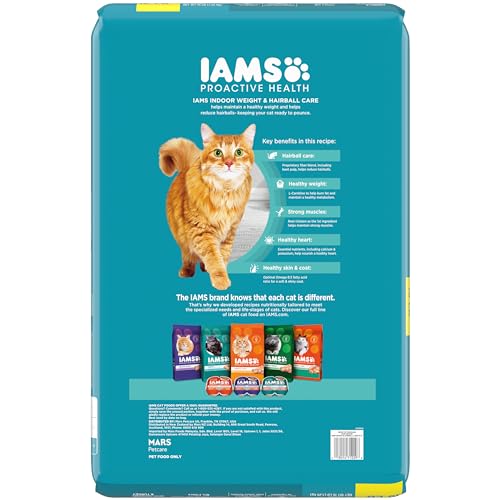 IAMS Proactive Health Indoor Weight Control & Hairball Care Adult Dry Cat Food, Chicken & Turkey Recipe, 7 lb. Bag