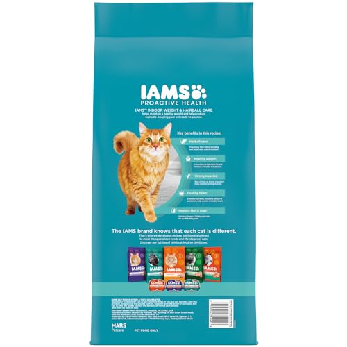 IAMS Proactive Health Indoor Weight Control & Hairball Care Adult Dry Cat Food, Chicken & Turkey Recipe, 7 lb. Bag
