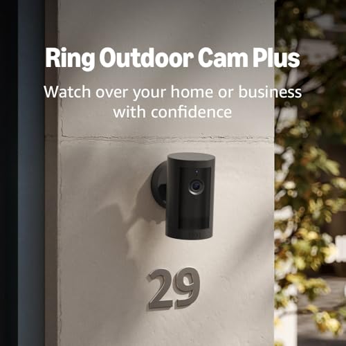 Introducing Ring Outdoor Cam Plus, Battery — Wide-Angle 2K Video with Ring Vision, Low-Light Sight for full-color night vision, Mount-Anywhere Versatility, White