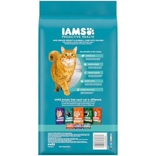 IAMS Proactive Health Indoor Weight Control & Hairball Care Adult Dry Cat Food, Chicken & Turkey Recipe, 7 lb. Bag