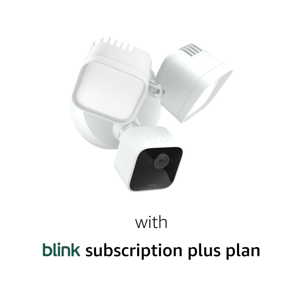 Blink Wired Floodlight Camera, Smart security camera, 2600 lumens, HD live view, enhanced motion detection, built-in siren, Works with Alexa, 1 camera (White)