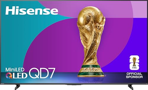 Hisense 85" Class QD7 Series Mini-LED 4K UHD Smart Fire TV (85QD7QF, 2025 Model) - QLED, Native 144hz, HDR10+, Dolby Vision, Dolby Atmos, Game Mode Pro, ALLM, Alexa Built in with Voice Remote, MEMC