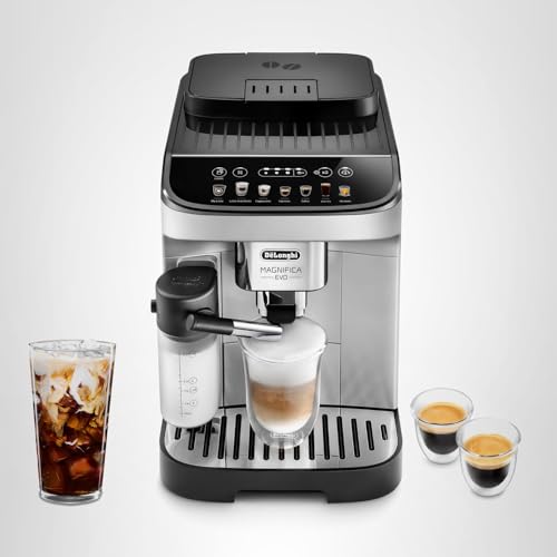 De'Longhi Magnifica Plus Fully Automatic Espresso Machine - Brew 18+ One Touch Coffee Recipes for up to 4 User Profiles, Automatic Milk Steam Wand & Built-in Grinder, Touchscreen Display