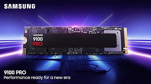 Samsung SSD 9100 PRO 4TB, PCIe 5.0x4 M.2 2280, Seq. Read Speeds Up to 14,800MB/s, Best for AI Computing, Gaming, and Heavy Duty Workstations (MZ VAP4T0B/AM)